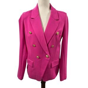 Belle by Kim Gravel Ponte Nautical Blazer Barbie Pink Size Small EUC